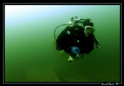 My friend Pili during a dive on the "Wels catfish barge" ... by Daniel Strub 